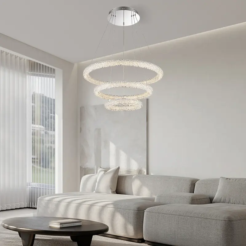 Luxus Kronleuchter Licht Haupt dekoration hängende Runden Kristall LED moderne Pendel leuchte