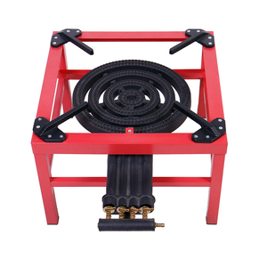 <span class=keywords><strong>Marco</strong></span> de acero de ángulo rojo Quemador de hierro fundido negro Estufa de gas Cocina portátil al aire libre para acampar o viajes - Product Image 1