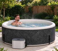 Bain à remous gonflable portable d'extérieur en PVC à motif en W avec pompe SPA externe et fonction de massage