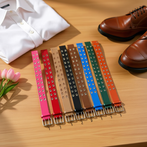 Cinture con fibbia quadrata da 4 cm, doppia fibbia, in PU goffrato, piatte - Product Image 2