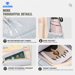 Mochila Escolar Coreana Estilo Crema para Niñas, Gran Capacidad, Impermeable, de Nailon, con Asa Suave, para el Campus - Product Image 5
