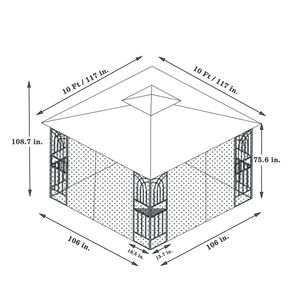10x10 Brown Top Outdoor Patio Gazebo <b>Canopy</b> <b>Tent</b> Double Roof Detachable Mesh Screen All Sides Ventilated Garden Netting Garden - Product Image 6