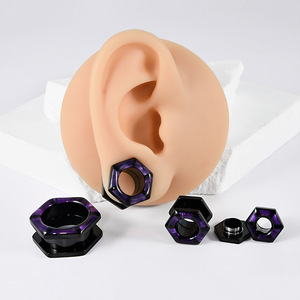 Nouveaux plugs d'oreille <span class=keywords><strong>creux</strong></span> à filetage interne en acier inoxydable, tunnel de dilatation, extenseur, bijoux de piercing corporel tendance, vente chaude - Product Image 2
