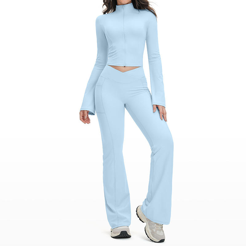 Light Blue jacket+flare pants
