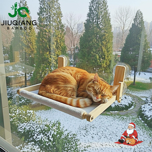Hamac pour chat en bois naturel JQ, hamac pour chat à fenêtre, pliable, perchoir pour chat à fenêtre pour les petites fenêtres - Product Image 1