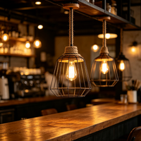Petite lampe suspendue vintage, abat-jour en fer de style industriel en forme de cage à oiseaux, lampe créative pour comptoir de bar, pub et restaurant BBQ