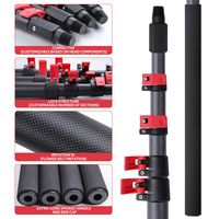 Varilla Telescópica de Fibra de Carbono con Bloqueo Rápido y Hebilla Roja para Limpieza de Ventanas y Paneles Solares, Compatible con el Programa OEM