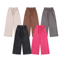 Pantalon de survêtement épais 350g délavé, style streetwear tendance, coupe droite ample, en coton-polyester, pour homme, grande taille, décontracté
