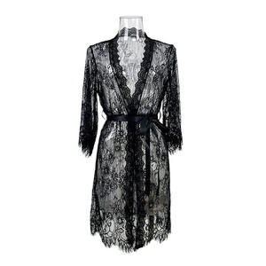 Vestido Largo <span class=keywords><strong>de</strong></span> Encaje Sexy <span class=keywords><strong>para</strong></span> Mujer, Vestido Transparente, Lencería, Kimono, Traje <span class=keywords><strong>de</strong></span> Baño, Conjunto <span class=keywords><strong>de</strong></span> Lencería Sexy Romántica <span class=keywords><strong>para</strong></span> Dormir - Product Image 3