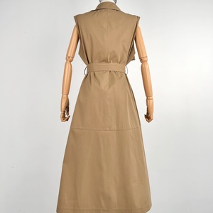 Robe <span class=keywords><strong>Trench</strong></span> <span class=keywords><strong>Sans</strong></span> Manches <span class=keywords><strong>Kaki</strong></span> pour Femme, Tendance et Longue, Personnalisable – Meilleure Vente - Product Image 4