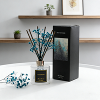 Diffuseur de parfum à roseaux MMB en verre mat de 200 ml, fleurs séchées noires et roses, sans feu, aromathérapie, libération de parfum pendant 3 mois, belle couleur