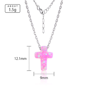 Collar cruzado de ópalo sintético para mujer, auténtica Plata de Ley 925, Piedra Rosa Gril Dating - Product Image 2
