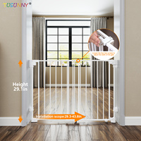Barrière de sécurité rétractable à un bouton pour bébé et chien - Ensemble de barrières multifonctionnelles à verrouillage automatique pour escaliers/portes et cuisine