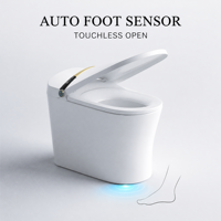 WC intelligent avec réservoir dissimulé, chauffage instantané, lavage, bouton rotatif, capteur de distance réglable, compatible S-trap/P-trap, télécommande incluse