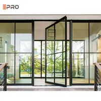 Дешевый современный дизайн, наружный, передний, главный вход, тяжелый вход, алюминиевая рама, шарнирная система, стеклянная Поворотная дверь