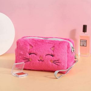 Free Sample Hot selling embroidery custom logo cute faux fur makeup storage <b>bag</b> <b>fluffy</b> cosmetics toilet <b>bag</b> - Product Image 5