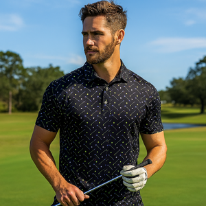 Logo personalizzato di design leggero elastico stampa grande Polo da Golf di alta qualità oversize per gli uomini - Product Image 2