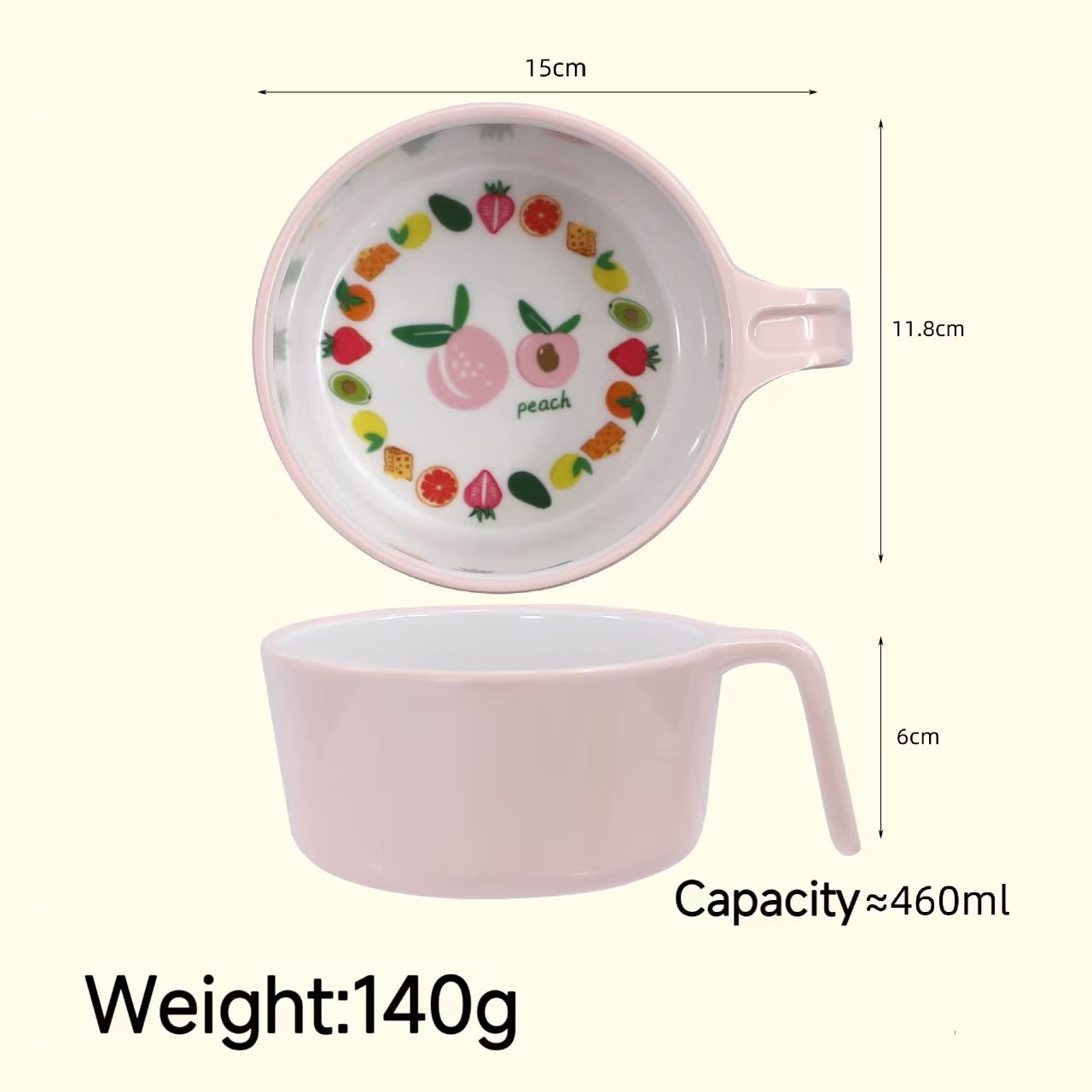 Two tone handle bowl - Peach