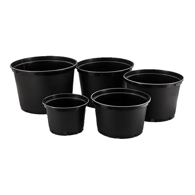 सबसे अच्छी कीमत 1 2 2.5 3 5 7 10 हार्ड गुणवत्ता काले गैलन नर्सरी प्लास्टिक के फूल के बर्तन