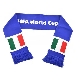 Wholesale Customized Machine Knit Acrylic Long Football Fans Cheering Soccer Scarfs