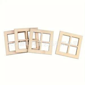 Casa <span class=keywords><strong>de</strong></span> muñecas <span class=keywords><strong>de</strong></span> madera <span class=keywords><strong>de</strong></span> boj, modelo <span class=keywords><strong>de</strong></span> muebles en miniatura, decoración creativa minimalista moderna con ventana cuadrada <span class=keywords><strong>de</strong></span> cuatro compartimentos - Product Image 1
