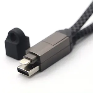 Latest Model 4-in-1 PD Buckle Data 100w Multi-Functional Data Cable With Retractable USB 2.0 Connector For Phone