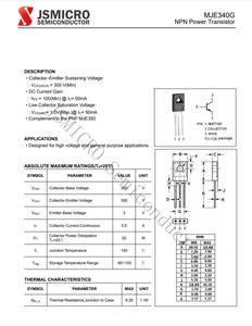KSE340G KSE350G MJE340 KSE340 MJE350 MJE340G MJE350G ถึง126 0.5A 300V <span class=keywords><strong>ทรานซิสเตอร์</strong></span>พลังงานสำหรับเครื่องขยายเสียง - Product Image 3