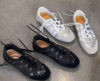 Baskets décontractées à lacets personnalisées par le fabricant, avec paillettes argentées, style rétro inspiré des baskets allemandes, vente en gros