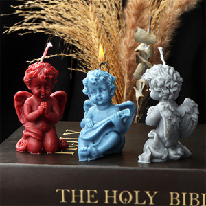Molde de silicona DIY de ángel para velas, libro de lectura, ángel de música Pipa, molde de resina para jabón, molde de ángel lindo para decoración de regalos hechos a mano - Product Image 3