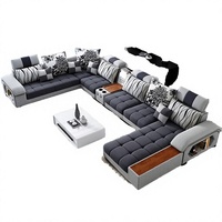 Canapé d'angle moderne haut de gamme pour plusieurs personnes, ensemble de canapés modulaires sectionnels en tissu et bois, meubles de salon pour villa