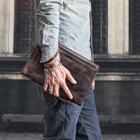 Pochette en cuir de vache pour hommes, nouveau design rétro décontracté, petite poignée, enveloppe pour ipad 9.7 pouces, livraison directe