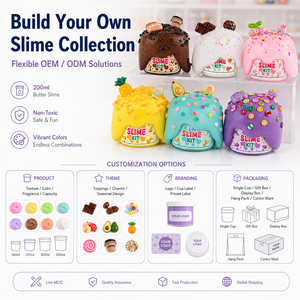 Slime au beurre 200 ml, thème dessert, OEM ODM, étiquette privée personnalisée, 6 styles en stock, jouet pour enfants, cadeau, EN71 ASTM CPSIA, vente en gros - Product Image 6