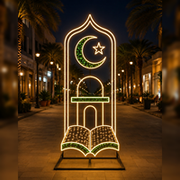 Lumière LED en forme de marque-page 2D, motif mosquée en croissant et livre ouvert, guirlande lumineuse LED, lumière décorative Ramadan, décoration de rue, IP65 CE RoHS