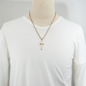 yunnique Stainless Steel <b>Cross</b> Necklace Gold Color 60cm <b>Chain</b> Minimalist Pendant For Women Fashion Jewelry - Product Image 3