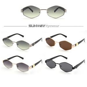 2025 Luxury Golden Small Frame Hexagonal Polygonal Sunglasses Fashion Designer Women Metal Hip Pop Punk <b>Sun</b> Glasses <b>Shades</b> - Product Image 4