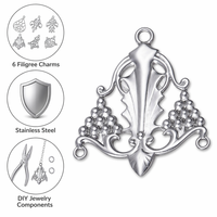 Pendentif en filigrane d'acier inoxydable, motif floral feuille de vigne, forme goutte d'eau, connecteur pour fabrication de bijoux DIY, en acier doré, vente en gros, OEM, personnalisé