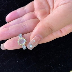High-End Versatile Chinese Style <b>Ring</b> Xiuyu White <b>Ice</b> Material with S925 Silver Inlaid Niche 18K Plating New and Adjustable - Product Image 1
