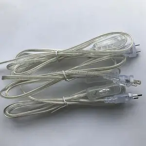 Transparent 2.5A European 2 Pin Salt Lamp Power Cord With Switch Lamp Holder