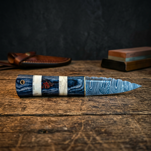 Couteau de chasse Sgian Dubh en acier Damas fait main avec manche en bois personnalisé, couteau écossais pour kilt des Highlands - Product Image 1