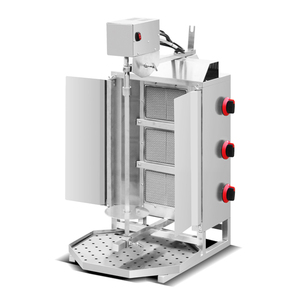 Machine à griller au gaz en acier inoxydable pour <span class=keywords><strong>restaurant</strong></span>, gril à shawarma au propane, gril vertical pour kebab, équipement de cuisine avec 3 brûleurs - Product Image 1