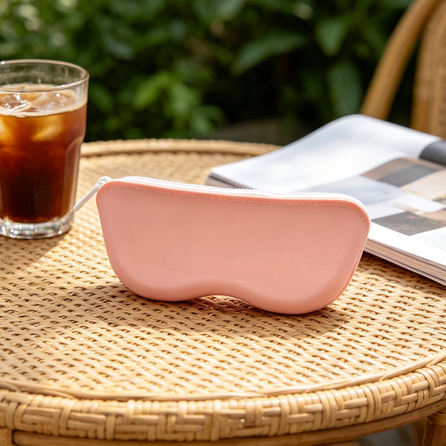 Eco-Friendly Water Resistant Custom Portable Silicone Eye Glass Case with Zipper Closure for Outdoor Travel & Daily Use