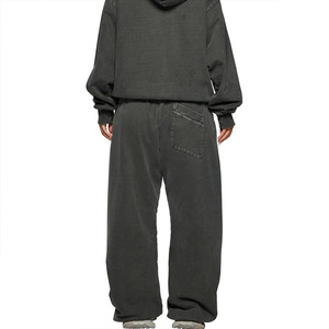 Özel Streetwear fransız Terry yığılmış % eşofman altı pamuk boy yüksek kalite Flared Baggy geniş bacak kelepçeli <span class=keywords><strong>Sweatpants</strong></span> erkekler - Product Image 2