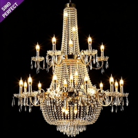 Lustre suspendu moderne en cristal doré large pour hôtel, hall d'entrée, banquet de mariage, éclairage OEM ODM