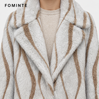 Manteau long en fausse fourrure ondulée à motif zigzag pour homme – Tendance, en stock, chaud, chic, streetwear de luxe pour l'hiver