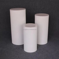Ensemble de 3/5 supports à fleurs en métal blanc, socle ondulé rond, ensemble de supports à gâteaux, support à dessert, décoration de mariage