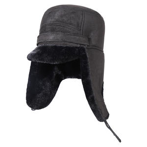 قبعة طيار شتوية دافئة للرجال في منتصف العمر قبعة من جلد الغزال السميك للرجال في الشمال الشرقي مقاومة للبرد - Product Image 1