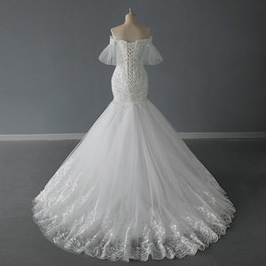 Robe sirène en dentelle blanche à la mode, robe de mariée - Product Image 4