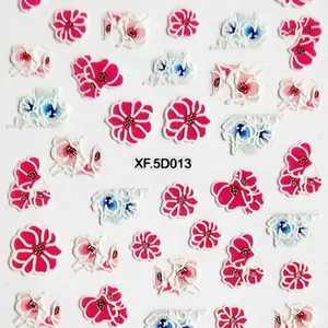 2019 Hot 5D Nail Sticker Decals Engraved Flower-Leaf Embossed Nail-Art Acrylic Self-Adhesive Nail Art Sticker for Manicure Tool