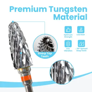 Super Cut Carbide Nail <b>Drill</b> <b>Bits</b> Milling Cutter Flame Pro Sharp Durable Hard Gel Grinding Polishing Manicure Salon Tools 3/32" - Product Image 3