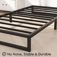 Richwanone Sommier double 5 pouces en métal avec support à lattes en acier, portable pour appartement, sans sommier à ressorts